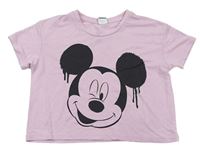 Světlerůžové crop tričko s Mickeym zn. George