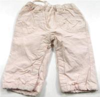 Růžové plátěné oteplené kalhoty 
