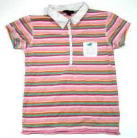 Růžovo-bílé pruhované tričko s límečkem zn. Y.d. vel. 158