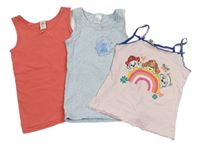 3x Růžová košilka s duhou Tlapková Patrola + Modrá košilka s Elsou + Růžová košilka zn. Nickelodeon