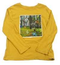 Hořčicové triko s lesem zn. Primark