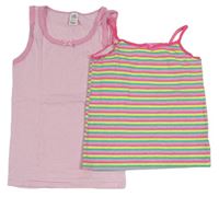 2x Barevná pruhovaná třpytivá košilka + Růžovo-bílá pruhovaná košilka zn. Topolino