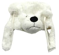 Bílá chlupatá čepice - medvídek 
