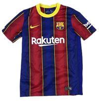 Tmavomodro-vínový pruhovaný fotbalový funkční dres s číslem - FC Barcelona zn. Nike 