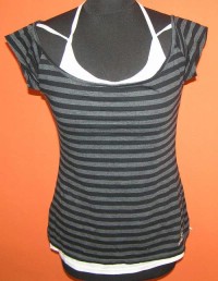 Dámské černo-šedé pruhované tričko s topem