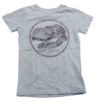 Šedé melírované tričko s dinosaurem zn. Mantaray
