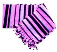 Fialovo-purpurová pruhovaná fleecová šála s třásněmi 