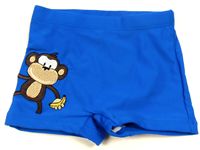 Modré nohavičkové plavky s opičkou zn. Bhs