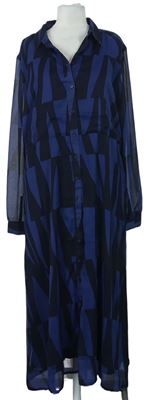 Dámské modro-tmavomodré vzorované žoržetové midi šaty zn. Street One 