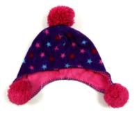 Fialovo-růžová fleecová čepice s hvězdičkami 