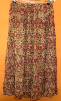 Dámská béžovo-červená plátěná sukně