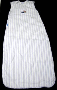 Bílo- modrý pruhovaný zateplený spací pytel