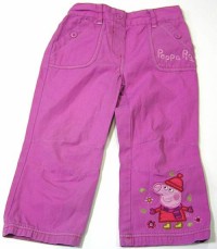 Fialové plátěné kalhoty s prasátkem Pepou
