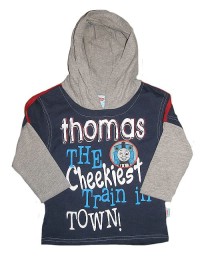 Outlet - Tmavomodro-šedé triko s kapucí a Thomasem zn. TU