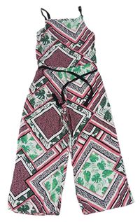 Bílo-růžovo-zelený kalhotový overal zn. F&F