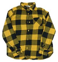Černo-žlutá kostkovaná flanelová košile zn. H&M