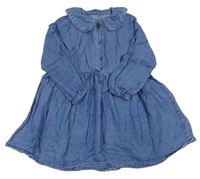Modré riflové šaty s límečkem s krajkou zn. St. Bernard