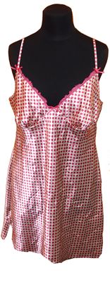 Dámská růžovo-béžová puntíkovaná saténová noční košile zn. M&S