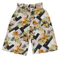Barevné vzorované capri letní kalhoty s kytičkami zn. River Island