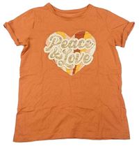 Oranžové tričko s nápisem zn. Primark