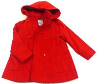 Červený flaušový podšitý kabát zn. F&F