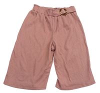 Růžové culottes kalhoty s páskem  zn. Primark