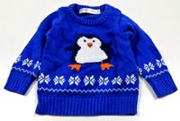 Safírový svetr s tučňákem zn. M&Co