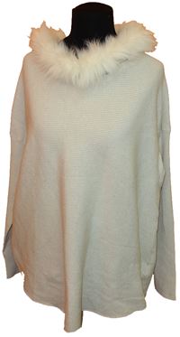 Dámský béžový svetr s kožíškem 