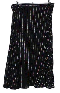 Dámská černo-barevná proužkovaná šifonová midi sukně zn. TU 
