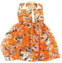 Oranžové květované šifonové šaty zn. Y.d. 
