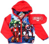 Nové - Červená šusťáková jarní bunda s Avengers a kapucí zn. Marvel