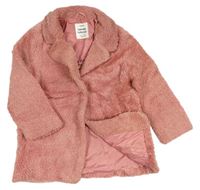 Růžový huňatý podšítý kabát zn. ZARA