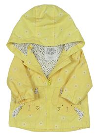 Žlutá květovaná šusťáková jarní bunda s králíky a kapucí zn. F&F