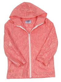 Růžová krajková pogumovaná bunda s kapucí zn. Y.d.