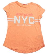 Neonově oranžové tričko s nápisem zn. H&M