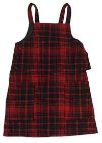 Červeno-černé kostkované třpytivé vlněné šaty zn. F&F