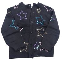 Antracitový propínací svetr s hvězdičkami z flitrů zn. M&S