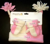 Outlet - Set - Smetanovo-růžová fleecová čepička + rukavičky zn. Regatta