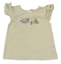 Smetanové tričko s medvídkem Pú a volánky zn. Disney + George