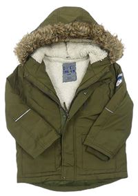 Khaki šusťáková zimní bunda s kapucí zn. F&F