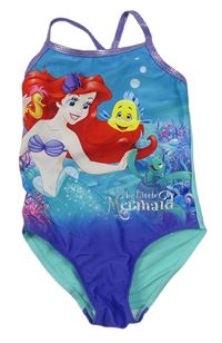 Modro-tmavofialovo-pomněnkové jednodílné plavky s Ariel zn. Disney