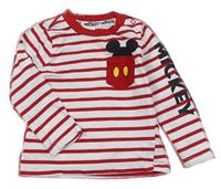 Bílo-červené pruhované triko s Mickeym zn. Disney
