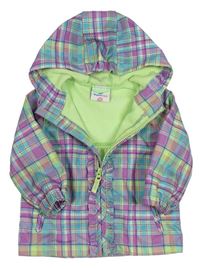 Světlemodro-fialová kostkovaná softshellová jarní bunda s kapucí zn. Topomini 