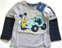 Nové - šedo-tmavomodré triko s Mickeym zn. Disney