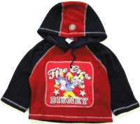 Outlet - Červeno-tmavomodrá fleecová mikinka s kapucí zn. Disney