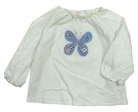 Bílo-modré triko s motýlem zn. Next