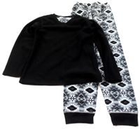 Černo-tmavošedo/břidlicové vzorované fleecové pyžamo zn. essentials