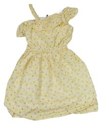 Smetanovo-žluté květované plátěné šaty zn. Primark