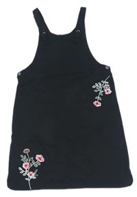 Černé riflové laclové šaty s kytičkami zn. Nutmeg