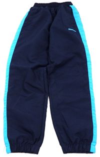 Tmavomodro-azurové šusťákové kalhoty s logem zn. Carbrini